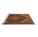 Sideview of Machine Washable Medallion Brown Traditional Rug, wshtr506brn