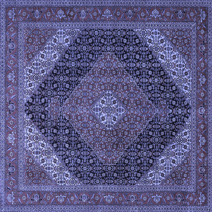 Square Machine Washable Medallion Blue Traditional Rug, wshtr506blu