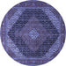 Round Medallion Blue Traditional Rug, tr506blu