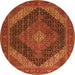 Machine Washable Medallion Orange Traditional Area Rugs, wshtr506org