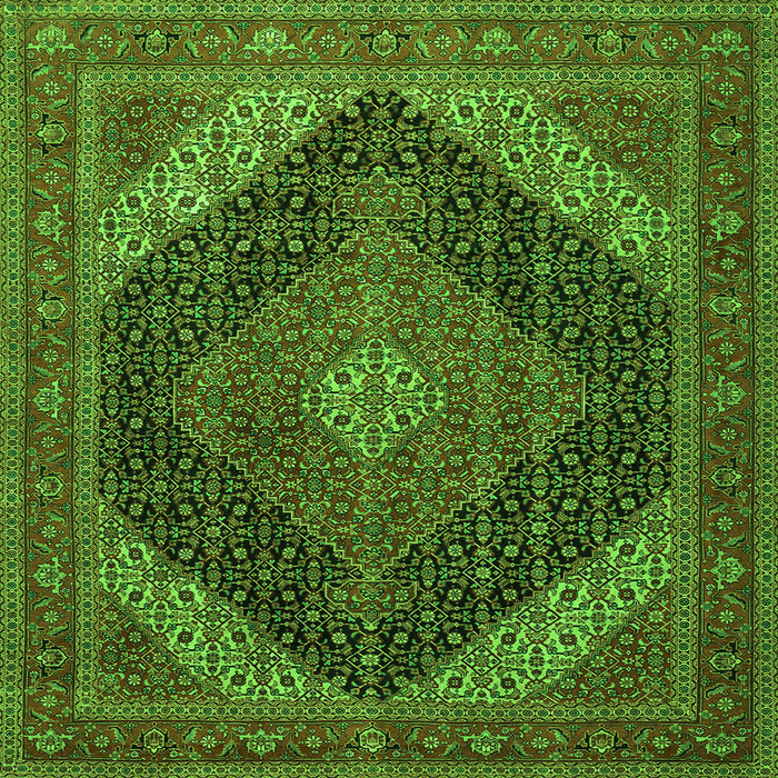 Round Machine Washable Medallion Green Traditional Area Rugs, wshtr506grn