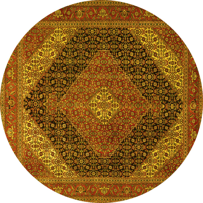 Round Medallion Yellow Traditional Rug, tr506yw
