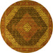 Round Medallion Yellow Traditional Rug, tr506yw