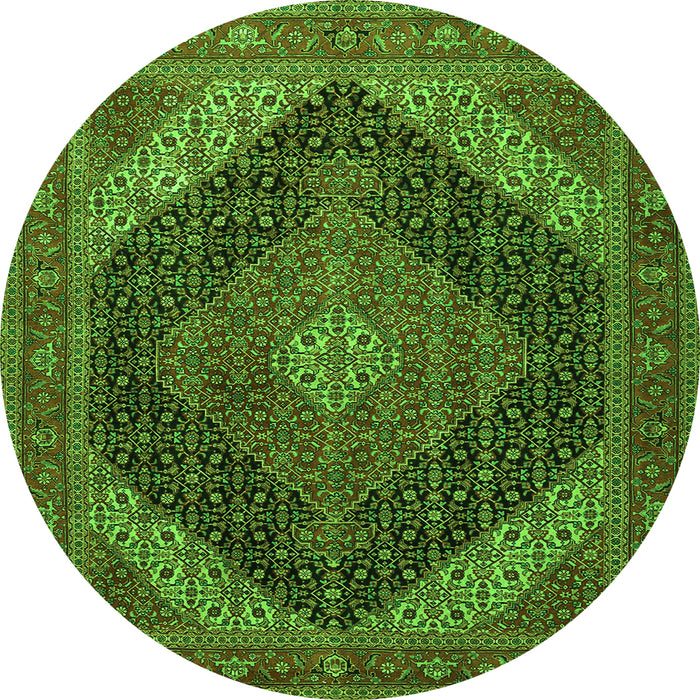 Square Medallion Green Traditional Rug, tr506grn