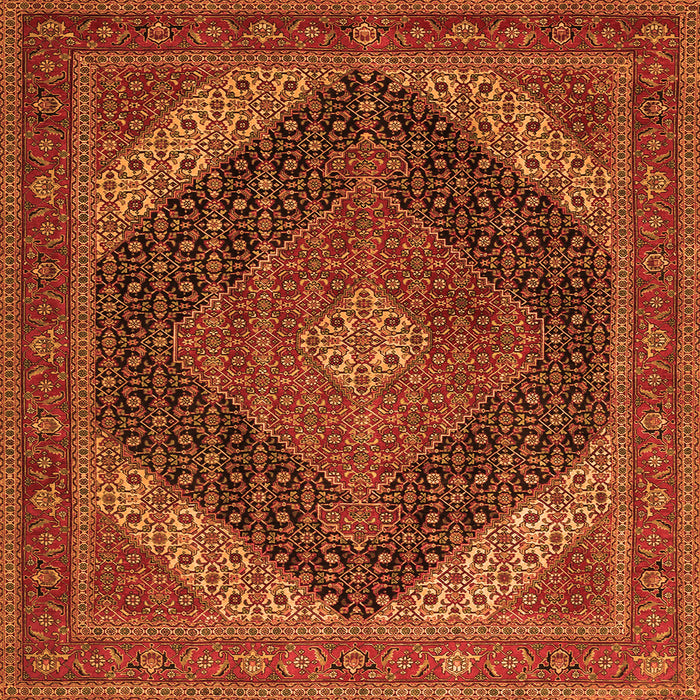 Round Machine Washable Medallion Orange Traditional Area Rugs, wshtr506org