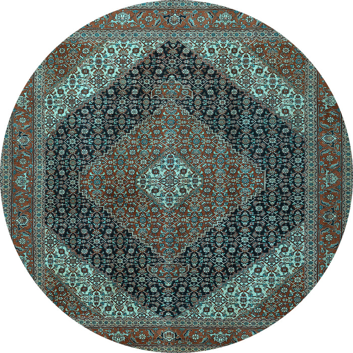 Round Medallion Light Blue Traditional Rug, tr506lblu