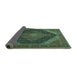 Sideview of Medallion Turquoise Traditional Rug, tr506turq