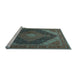 Sideview of Machine Washable Medallion Light Blue Traditional Rug, wshtr506lblu