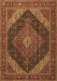 Machine Washable Medallion Brown Traditional Rug, wshtr506brn