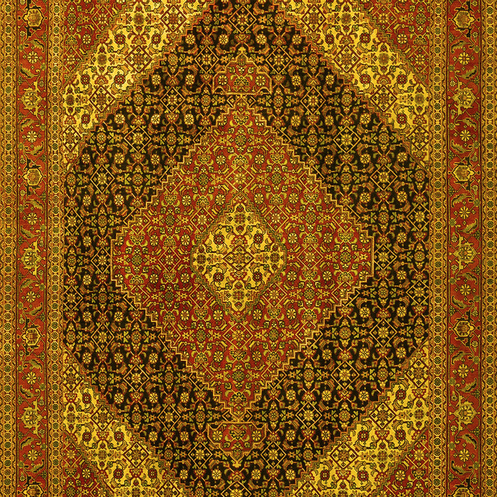 Machine Washable Medallion Yellow Traditional Rug, wshtr506yw