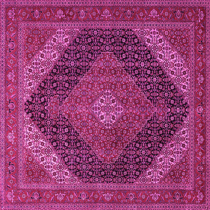 Square Machine Washable Medallion Pink Traditional Rug, wshtr506pnk