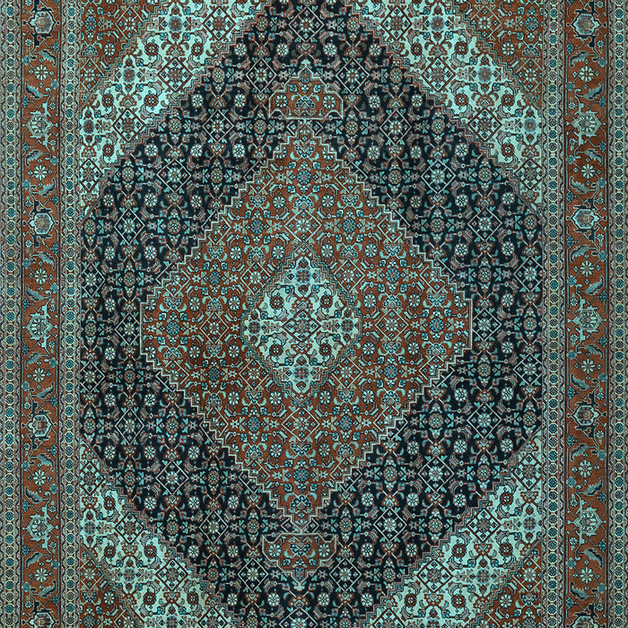 Machine Washable Medallion Light Blue Traditional Rug, wshtr506lblu