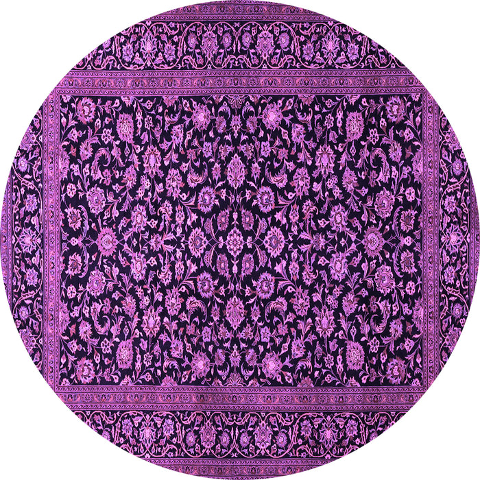Round Machine Washable Persian Purple Traditional Area Rugs, wshtr507pur