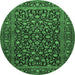 Round Persian Emerald Green Traditional Rug, tr507emgrn