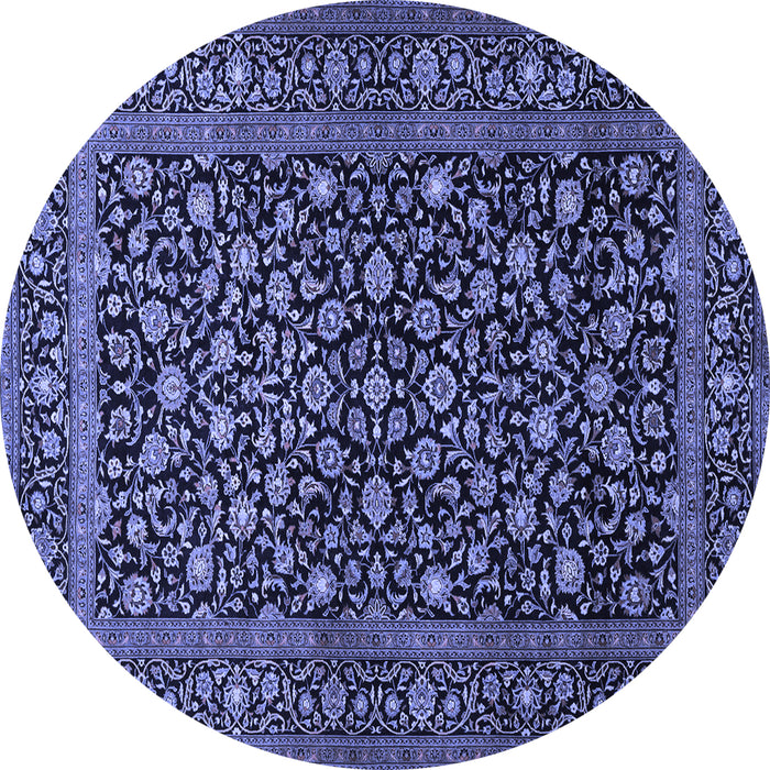 Round Machine Washable Persian Blue Traditional Rug, wshtr507blu