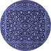 Round Machine Washable Persian Blue Traditional Rug, wshtr507blu