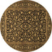 Round Persian Brown Traditional Rug, tr507brn