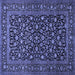 Square Machine Washable Persian Blue Traditional Rug, wshtr507blu