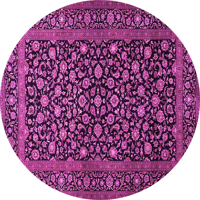 Round Machine Washable Persian Pink Traditional Rug, wshtr507pnk