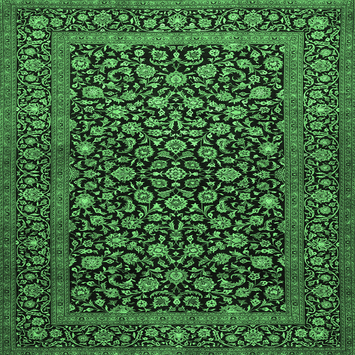 Square Persian Emerald Green Traditional Rug, tr507emgrn