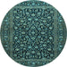 Round Machine Washable Persian Light Blue Traditional Rug, wshtr507lblu