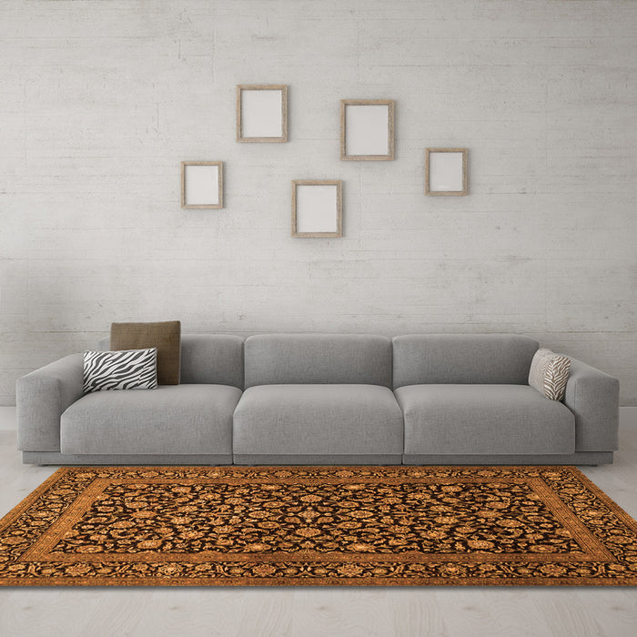 Machine Washable Persian Orange Traditional Area Rugs in a Living Room, wshtr507org