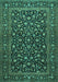 Machine Washable Persian Turquoise Traditional Area Rugs, wshtr507turq