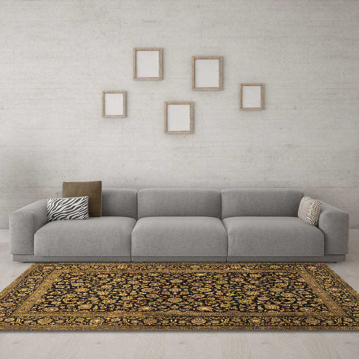 Machine Washable Persian Brown Traditional Rug in a Living Room,, wshtr507brn