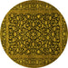 Round Machine Washable Persian Yellow Traditional Rug, wshtr507yw