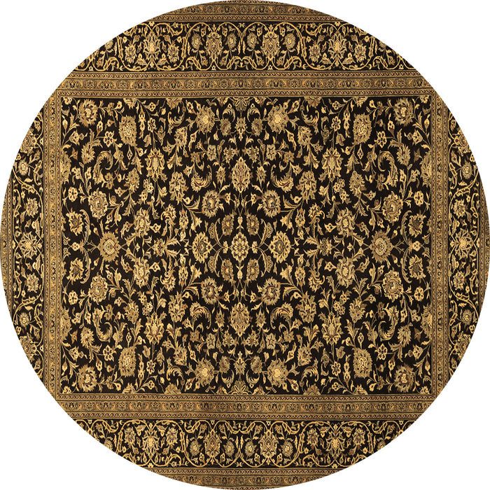 Round Machine Washable Persian Brown Traditional Rug, wshtr507brn