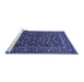 Sideview of Machine Washable Persian Blue Traditional Rug, wshtr507blu