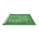 Sideview of Machine Washable Medallion Emerald Green Traditional Area Rugs, wshtr508emgrn