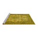 Sideview of Machine Washable Medallion Yellow Traditional Rug, wshtr508yw