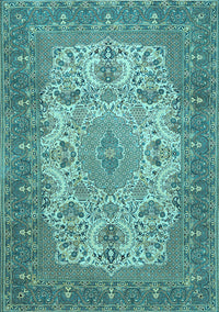 Medallion Light Blue Traditional Rug, tr508lblu