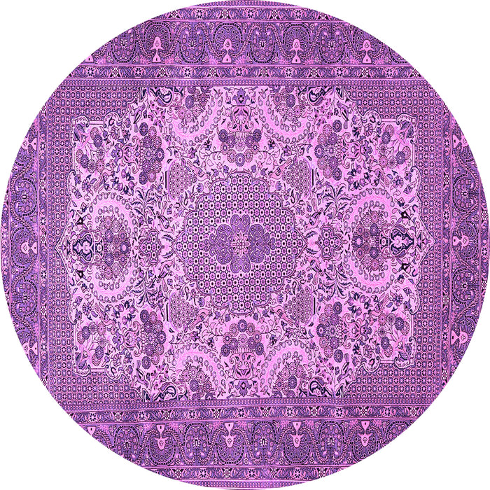 Round Medallion Purple Traditional Rug, tr508pur