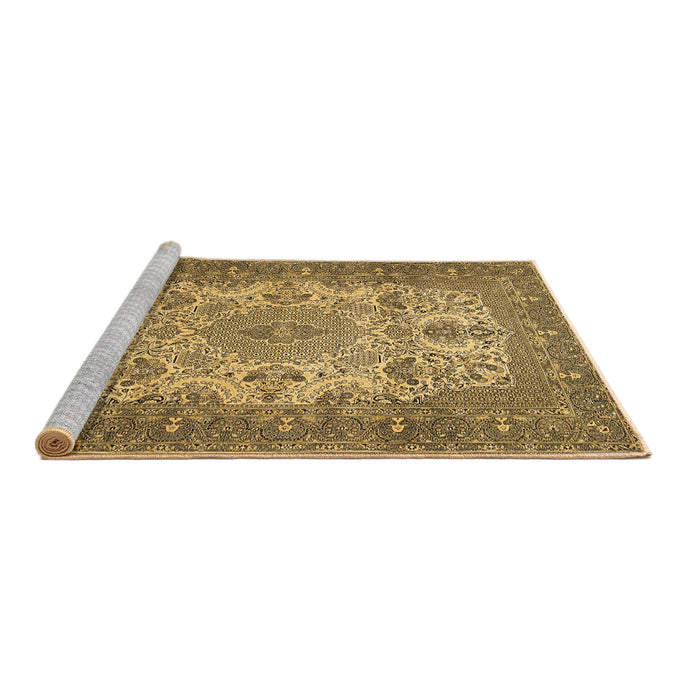 Sideview of Machine Washable Medallion Brown Traditional Rug, wshtr508brn