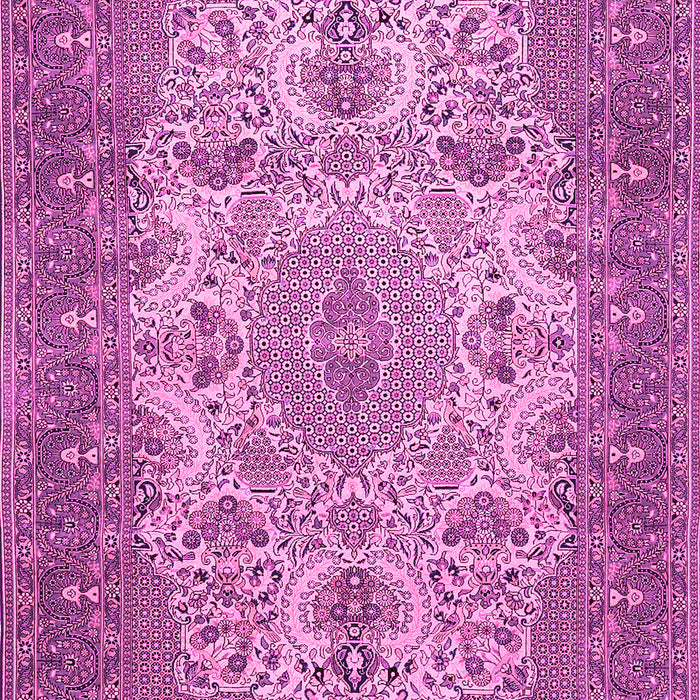 Machine Washable Medallion Pink Traditional Rug, wshtr508pnk