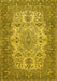 Machine Washable Medallion Yellow Traditional Rug, wshtr508yw