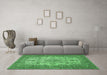 Machine Washable Medallion Emerald Green Traditional Area Rugs in a Living Room,, wshtr508emgrn