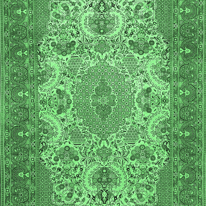 Machine Washable Medallion Emerald Green Traditional Area Rugs, wshtr508emgrn
