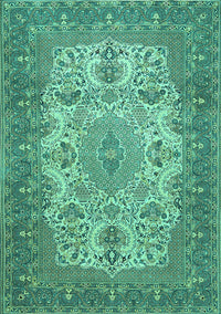 Medallion Turquoise Traditional Rug, tr508turq