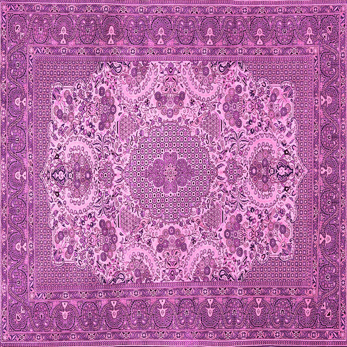 Square Machine Washable Medallion Pink Traditional Rug, wshtr508pnk
