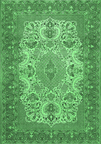 Medallion Emerald Green Traditional Rug, tr508emgrn