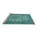 Sideview of Machine Washable Medallion Light Blue Traditional Rug, wshtr508lblu