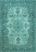 Machine Washable Medallion Light Blue Traditional Rug, wshtr508lblu