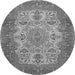 Machine Washable Medallion Gray Traditional Rug, wshtr508gry