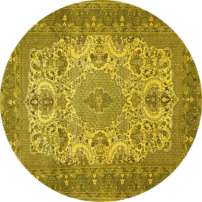 Round Medallion Yellow Traditional Rug, tr508yw