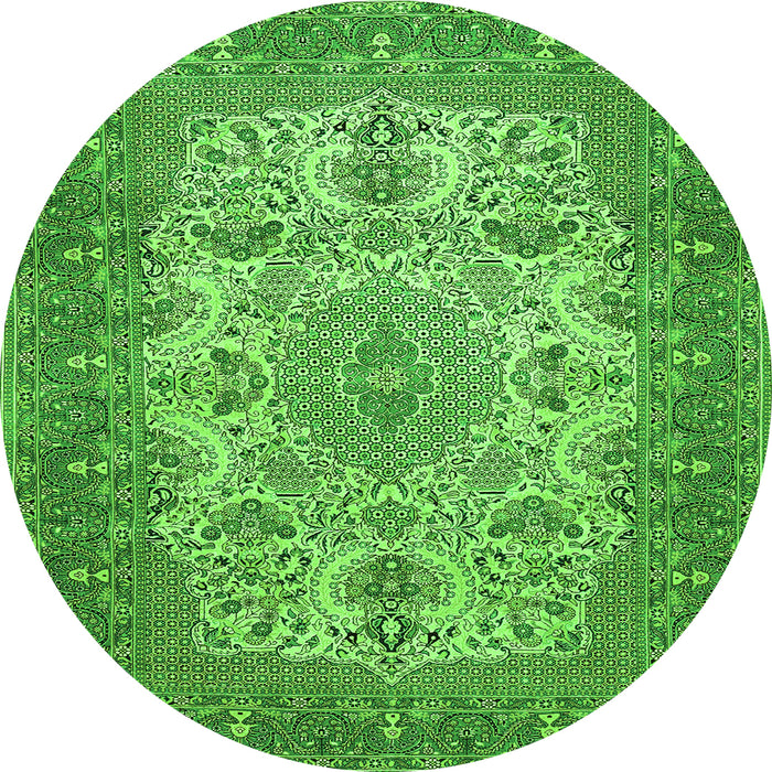 Square Medallion Green Traditional Rug, tr508grn