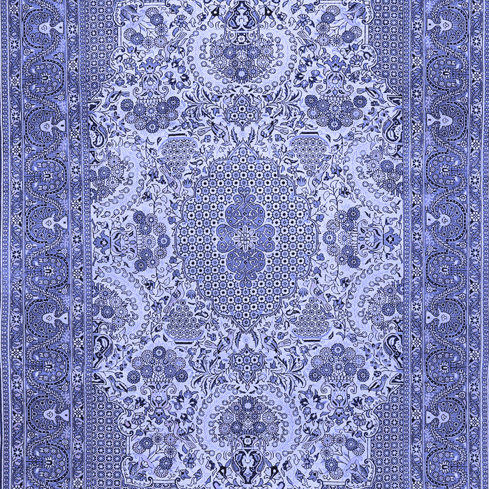 Machine Washable Medallion Blue Traditional Rug, wshtr508blu