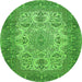 Machine Washable Medallion Green Traditional Area Rugs, wshtr508grn